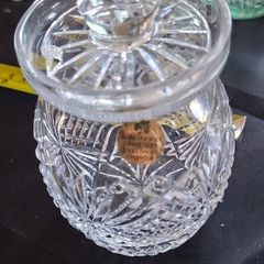 Beautiful Crystal Preserve Jam or Honey Jar with Lid, Postage Available