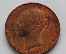 1845 Victoria Farthing Copper rare year