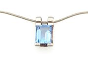 Vintage 925 Sterling Silver &amp; Blue Topaz Signed Birmingham Necklace