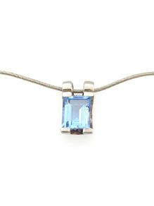 Vintage 925 Sterling Silver & Blue Topaz Signed Birmingham Necklace