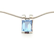 Vintage 925 Sterling Silver & Blue Topaz Signed Birmingham Necklace
