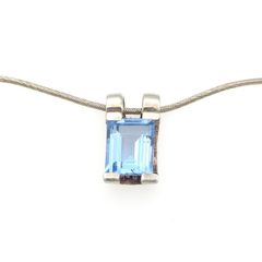 Vintage 925 Sterling Silver & Blue Topaz Signed Birmingham Necklace