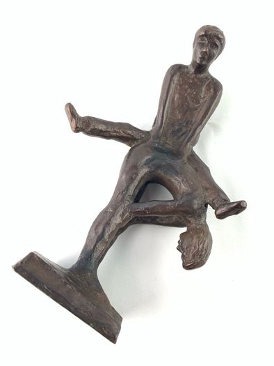 Mid century bronze figurine of gymnasts training
