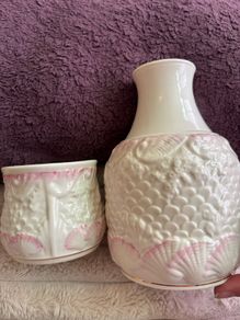 Vintage Belleek Ireland Porcelain Bedside Carafe & Tumbler Nite Set - Pristine!