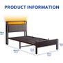 single LED Lights,Metal Upholstered Platform Bed Frame with Charging Station Image 3