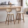 Set of 2 Rattan Bar Stools for Kitchen, Bar Chair, Counter Stool, PU Leather Image 6