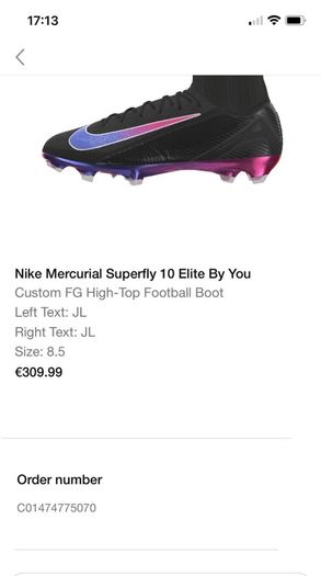 Custom Nike by you football boots with receipts size uk 8.5