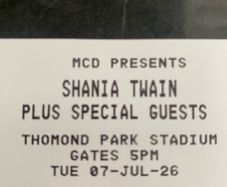 Shania Twain tickets x 2