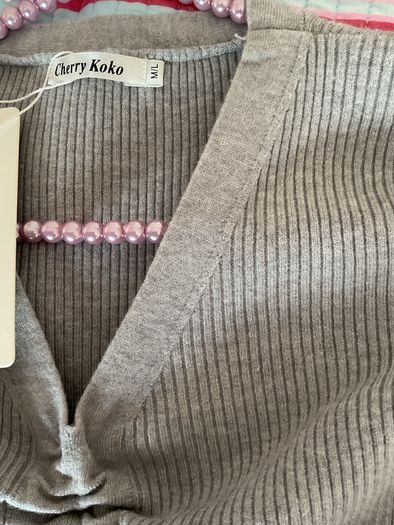 jumper grey v neck jumper m/l adjustable front detail