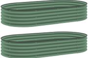 Set of Two 181 x 93cm Steel Planters - Green
