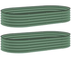 Set of Two 181 x 93cm Steel Planters - Green