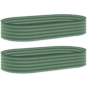 Set of Two 181 x 93cm Steel Planters - Green
