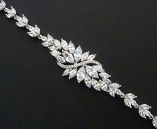 Art Deco Vintage Style Wedding Bridal Crystal Silver Bracelet