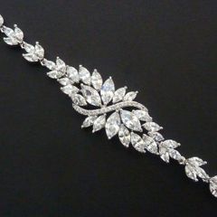 Art Deco Vintage Style Wedding Bridal Crystal Silver Bracelet