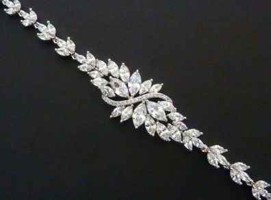 Art Deco Vintage Style Wedding Bridal Crystal Silver Bracelet
