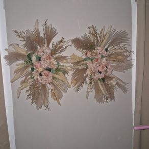 pampas and flower arrangement