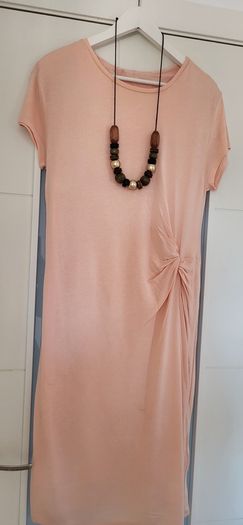 H&M salmon ruched side dress Sz 10UK