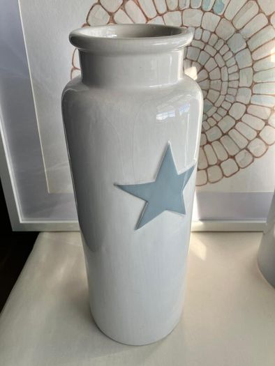 Large Ceramic Vase with Heart or Star on Front