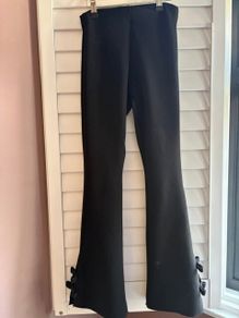 Zara Black Flared Leggings with Bow Detail Hem