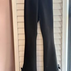 Zara Black Flared Leggings with Bow Detail Hem
