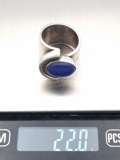 Signed Chunky Sterling Silver Lapis Lazuli Ring