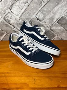 Vans Off The Wall Ward Boys Navy Canvas Trainers UK5 EUR38