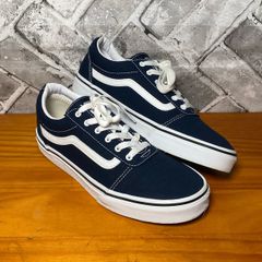 Vans Off The Wall Ward Boys Navy Canvas Trainers UK5 EUR38