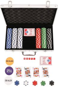 Texas Hold'em Poker Set - 300 Piece Set in Aluminium Case with 11.5g Heavyweight Poker Chips 2 Decks of Playing Cards Dealer Big Blind and Small Blind Buttons and 5 Dice (FREE POSTAGE)