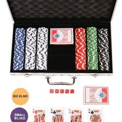 Texas Hold'em Poker Set - 300 Piece Set in Aluminium Case with 11.5g Heavyweight Poker Chips 2 Decks of Playing Cards Dealer Big Blind and Small Blind Buttons and 5 Dice (FREE POSTAGE)