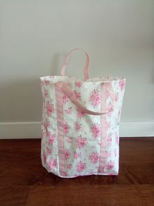 Large pink floral laundry bag