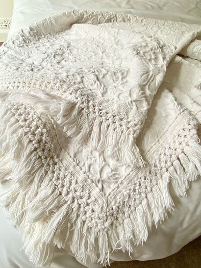 Soft white cotton double bedspread