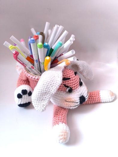 Handmade Crochet Bunny Basket Easter Gift Organizer No Contents