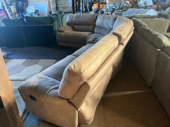 Beige corner recliner manual recliner sofa