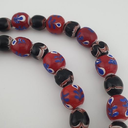 Antique Venetian Style Floral & Trade Glass Beads Necklace