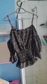 Glitter shoulder revealing top