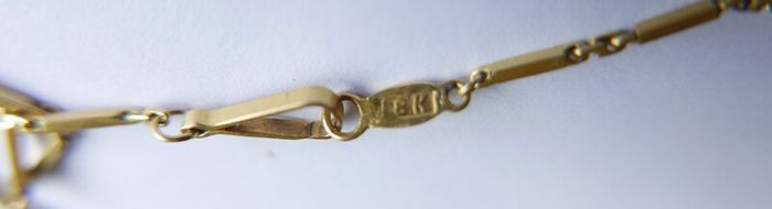 Antique Solid 18K Yellow Gold Bar-Link Chain Necklace length 23" - 5,6g
