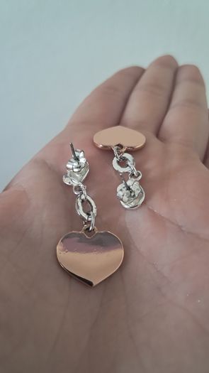 GUESS Silver-Tone Dangle Heart Earrings