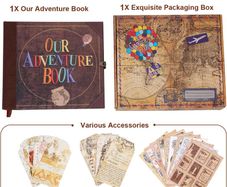 Our Adventure Book 146 Pages,With Vintage Locks Photo Album Scrapbook,3d Embossed Cover Design,Travel Scrapbook With Gift Box For Anniversary Wedding Holiday Valentines Day Birthday