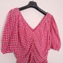 Ganni Red Pink White Gingham Check Ruched Tube Top 20UK/48EU Image 9