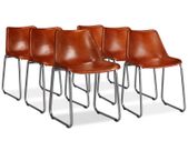 Dining Chairs 6 pcs Brown Real Leather