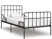 Bed Frame with Slatted Base Black Metal 100x200 cm