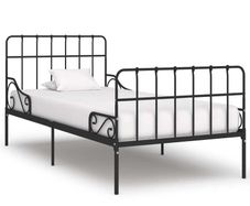 Bed Frame with Slatted Base Black Metal 100x200 cm