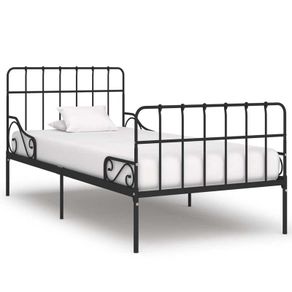 Bed Frame with Slatted Base Black Metal 100x200 cm