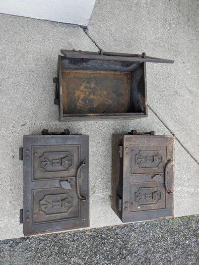 3x Antique Victorian Cast Iron Strong Boxes (c.1850) Heavy Duty and Rare