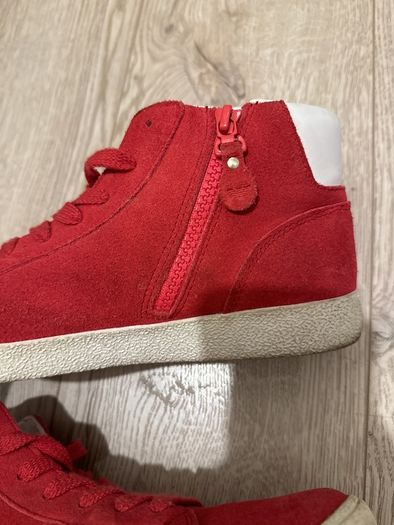 Armani red leather high tops size UK 5