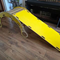 Bujo Lujo Wooden Montessori 4 in 1 Set Rocker, Slide, Climber & Table (Yellow)