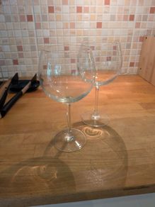 Large pair gin tonic fish bowl crystal glasses