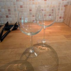 Large pair gin tonic fish bowl crystal glasses