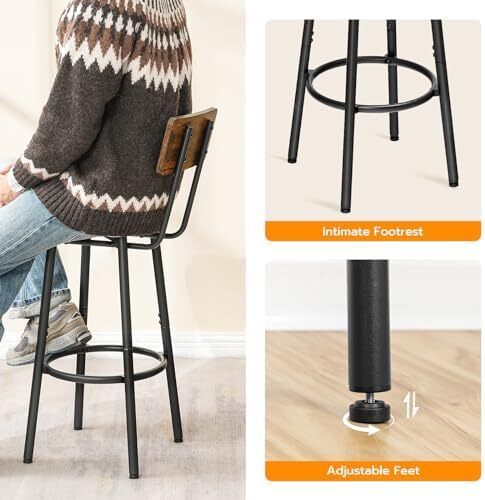 Bar Stools Set of 2, Breakfast Bar Stools