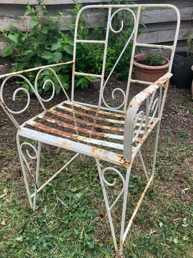 Vintage Wrought Iron Garden Set with Bench and 2 Armchairs (Restoration Project)